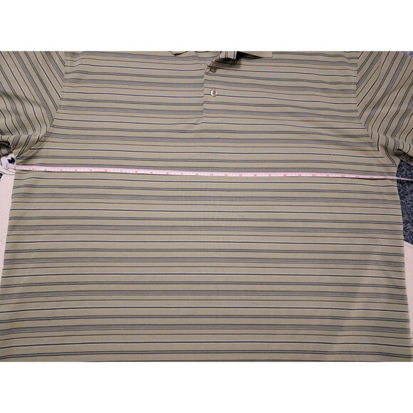 Tehama Golf Polo Shirt Men's XXL Green &Blue Striped Hang'Em Dry Moisture System - Picture 9 of 12
